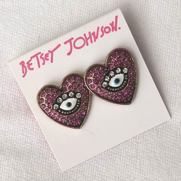 Betsey Johnson Heart Eye Earrings - Picture 1 of 3